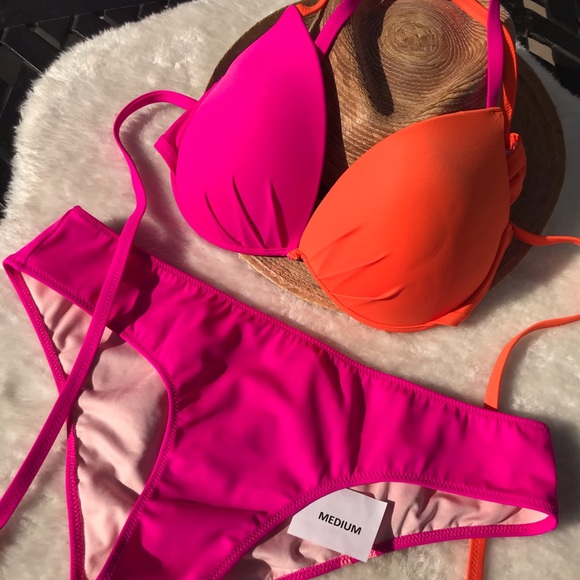 SOLD on posh USA xxx PINK VS bikini tangerine orange and pink - Picture 6 of 9